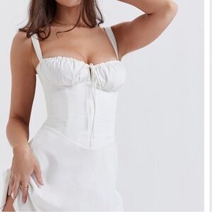 House of CB Large Carlotta White Corset Mini Dress Cottage Core NWT